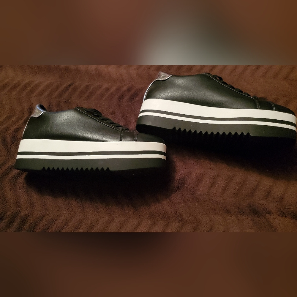 Steve Madden Black and White Platform Sneakers